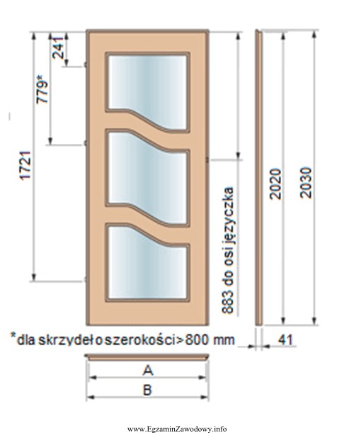 Na podstawie rysunku odczytaj wysokość drzwi we wręgu.