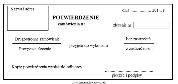 Przedstawiony na rysunku dokument handlowy sporządza