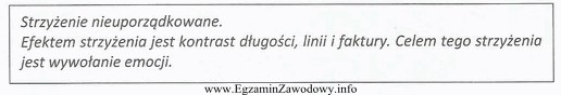 Wskaż strzyżenie damskie, którego dotyczy opis.