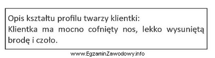 Opis dotyczy profilu twarzy klientki o kształcie