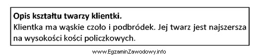 Zamieszczony opis dotyczy twarzy klientki o kształcie