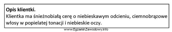 Zamieszczony opis dotyczy klientki o kolorystycznym typie urody