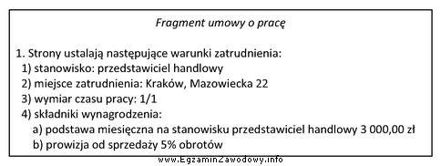 Na podstawie przestawionego fragmentu umowy ustal miesięczną wysokość 