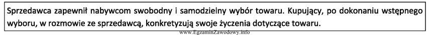 Zamieszczony opis charakteryzuje sprzedaż