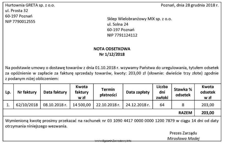 Zamieszczony dowód księgowy jest podstawą naliczenia w księ