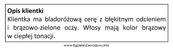 Opis dotyczy klientki reprezentującej kolorystyczny typ urody