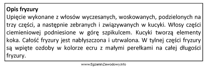 Z zamieszczonego opisu wynika, że fryzura została zaprojektowana 