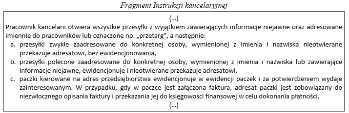 Na podstawie fragmentu instrukcji kancelaryjnej ustal, jakie działania powinien 