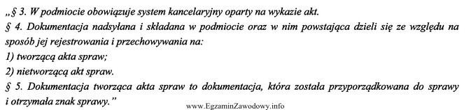 Fragment projektu instrukcji kancelaryjnej przedsiębiorstwa: Z zamieszczonego fragmentu instrukcji 