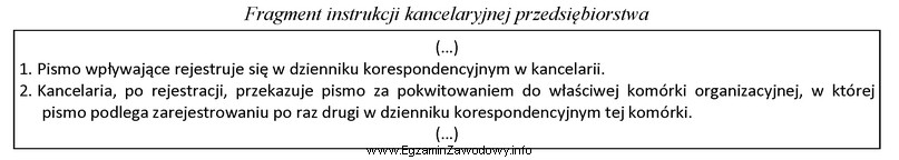 Z zamieszczonego fragmentu instrukcji kancelaryjnej wynika, że w przedsię