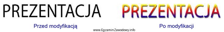 Który efekt modyfikacji tekstu wykorzystano w prezentowanym przykładzie?