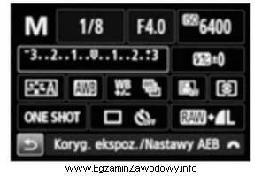 Na podstawie przedstawionych na rysunku ustawień aparatu fotograficznego określ 