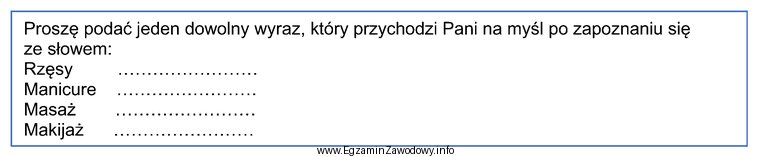 Który rodzaj testu otrzymała klientka salonu urody, podczas 