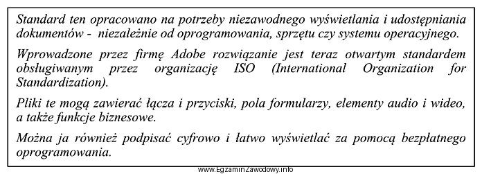 Wskaż format pliku służący do prezentacji przygotowanych 