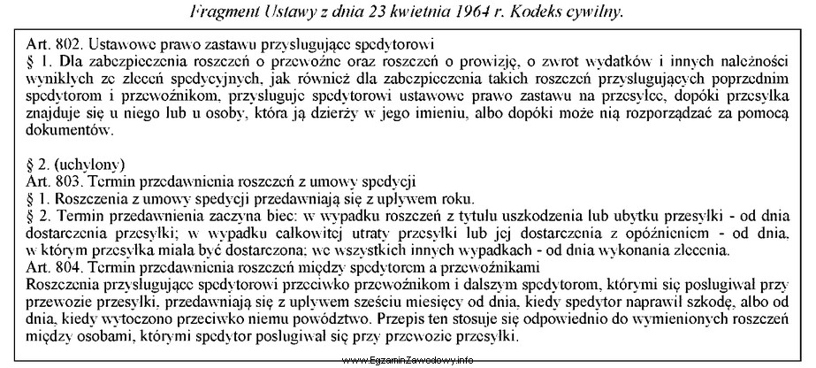 Ile wynosi termin przedawnienia roszczeń z tytułu umowy spedycji?