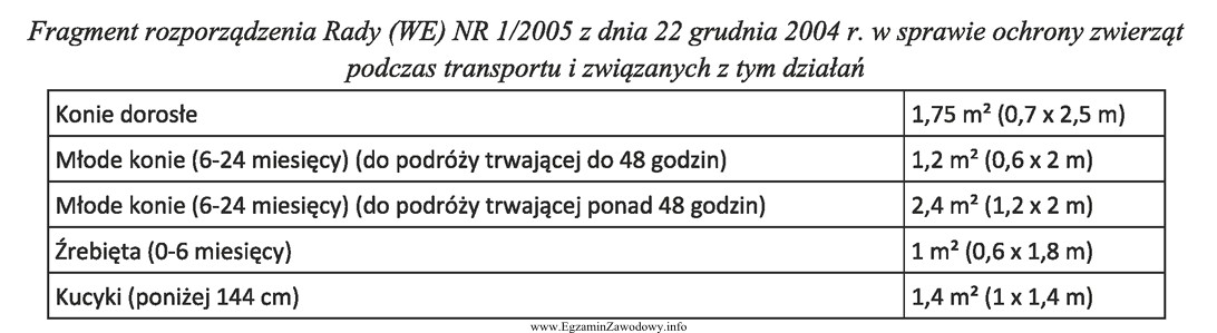 Zgodnie z rozporządzeniem powierzchnia ładowna dla jednego dorosł