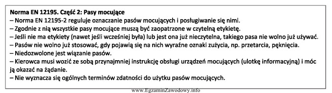 Jeżeli na pasie mocującym brak jest etykiety lub 