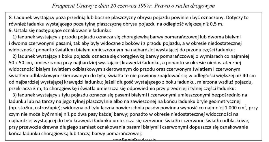 Korzystając z fragmentu ustawy Prawo o ruchu drogowym wskaż 