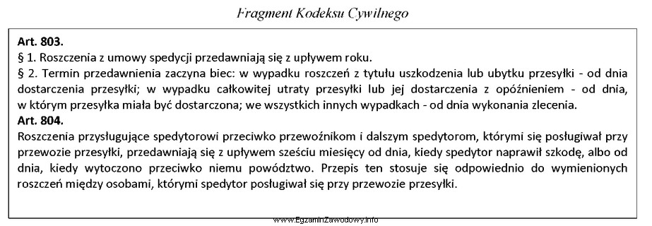 Z przedstawionego fragmentu Kodeksu Cywilnego wynika, że roszczenia z 