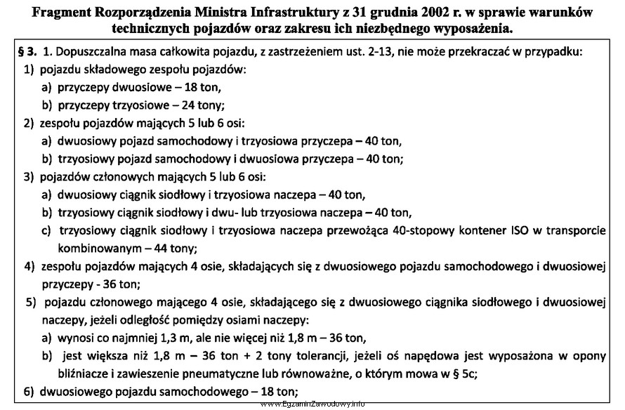 Dopuszczalna masa całkowita zespołu pojazdów mających 