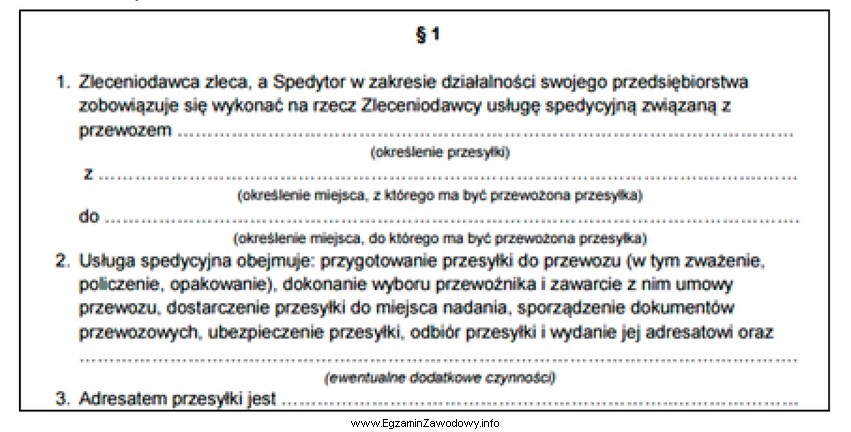 Na rysunku został przedstawiony fragment umowy