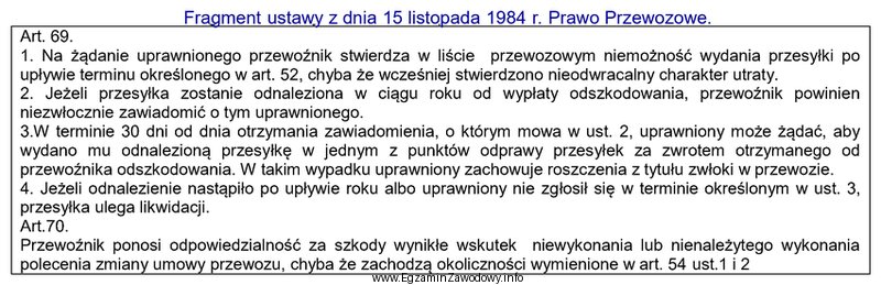 Na podstawie zamieszczonego fragmentu ustawy, określ w którym 