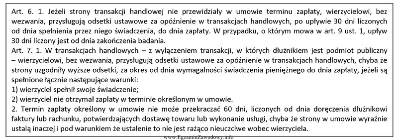 Zgodnie z Ustawą z dnia 8 marca 2013 r. o terminach zapł