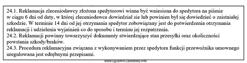 Fragment Ogólnych Polskich Warunków Spedycyjnych W jakim terminie, 