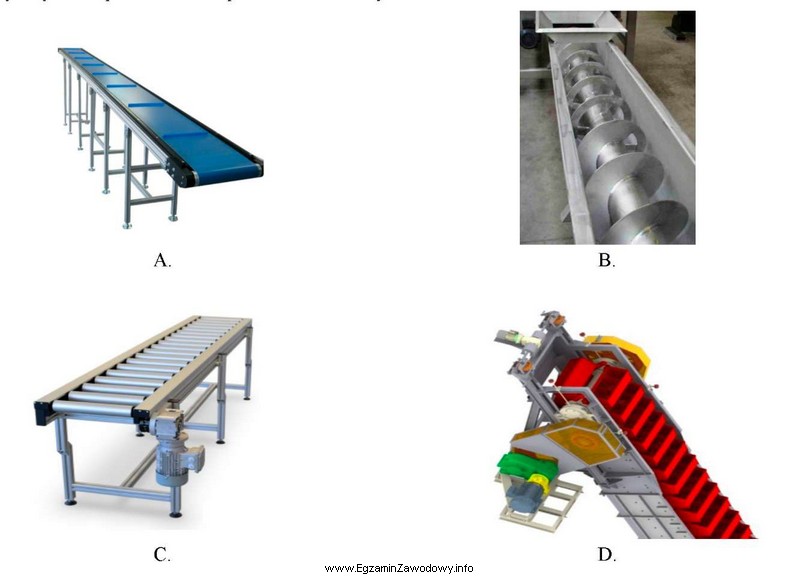 Na którym rysunku przedstawiono przenośnik rolkowy?