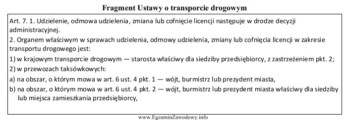 Zgodnie z Ustawą o transporcie drogowym licencję na wykonywanie transportu 