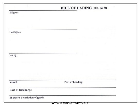 Fragment którego dokumentu stosowanego w transporcie morskim przedstawiono na 