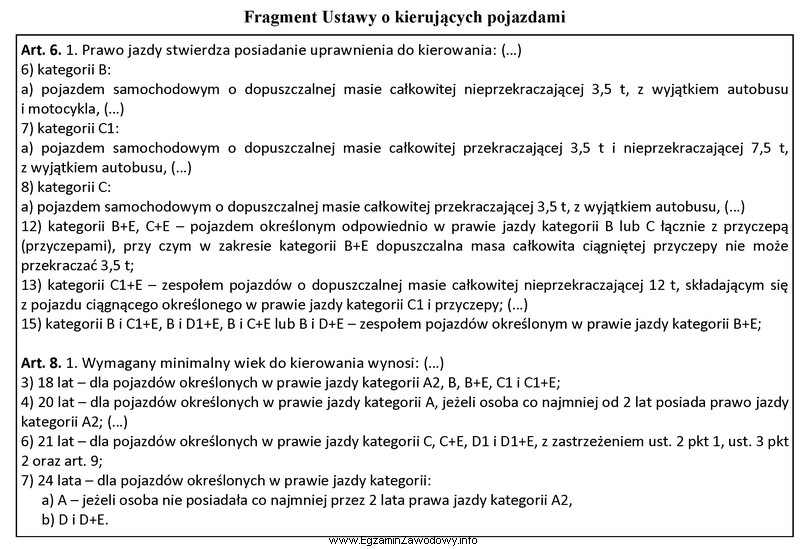 Na podstawie fragmentu ustawy określ wymagany minimalny wiek do 