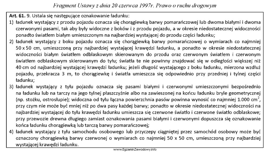 Zgodnie z fragmentem ustawy Prawo o ruchu drogowym, w okresie 