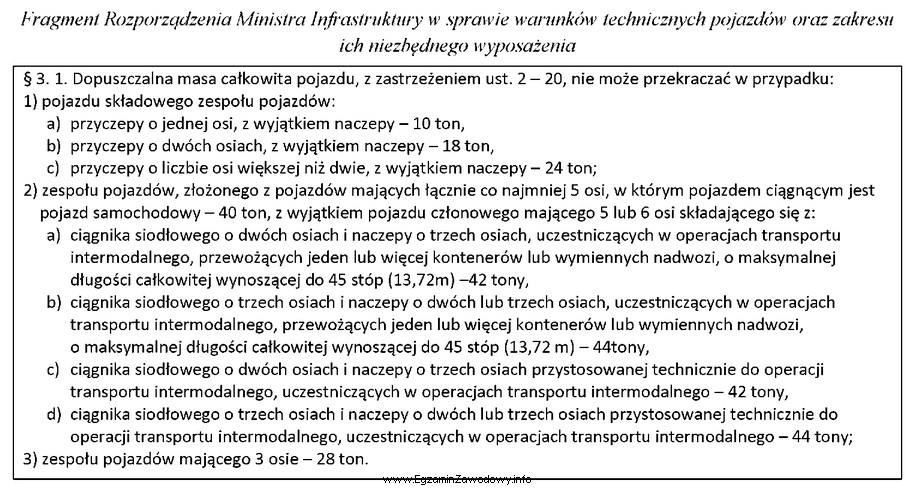 Korzystając z fragmentu rozporządzenia Ministra Infrastruktury, określ 