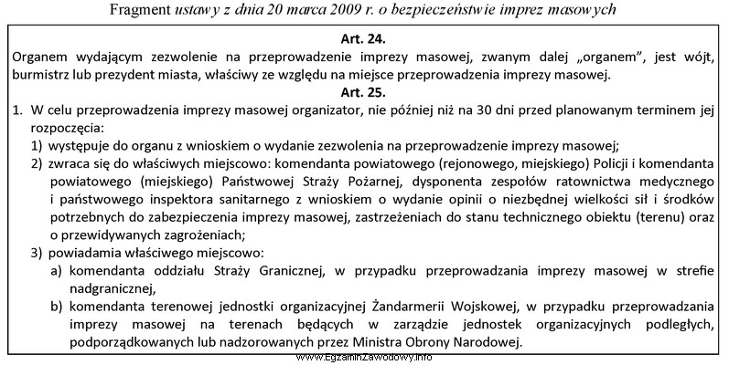 Zezwolenie na przeprowadzenie imprezy masowej, zgodnie z ustawą o bezpieczeń