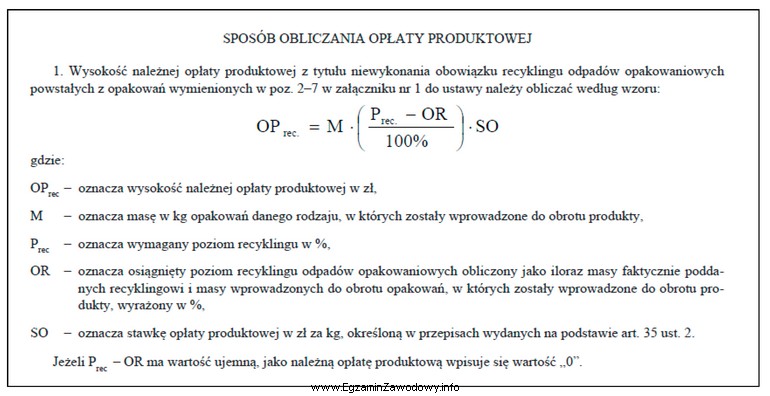 Aby obliczyć wysokość należnej opłaty produktowej z 