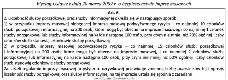 Na podstawie fragmentu Ustawy o bezpieczeństwie imprez masowych ustal 