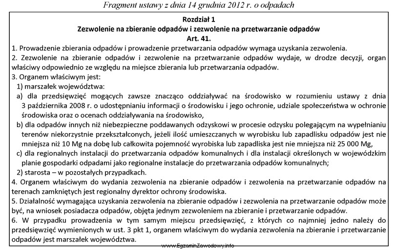 Na podstawie fragmentu ustawy ustal, który organ jest uprawniony 