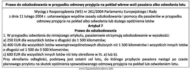 Ustal wysokość odszkodowania przysługującego pasażerowi za 