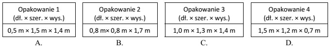 Ładunek o wymiarach 0,5 m × 0,4 m × 0,8 m (dł. 