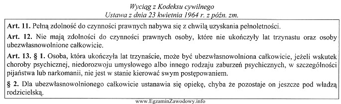 Z zamieszczonych przepisów Kodeksu cywilnego wynika, że zdolnoś