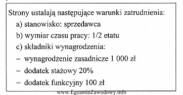 Na podstawie zamieszczonego fragmentu umowy o pracę ustal miesięczne 