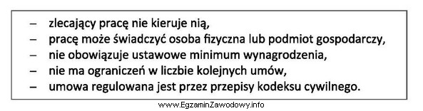 Której umowy dotyczą cechy zamieszczone w ramce?