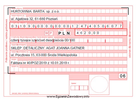 Przedstawiony na rysunku dokument został sporządzony do realizacji