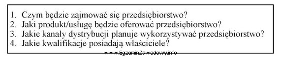 W której części biznesplanu można znaleźć 