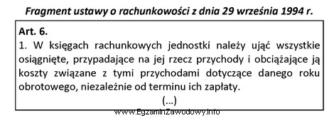 Którą zasadę rachunkowości opisuje zacytowany fragment ustawy o 