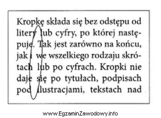 Rysunek przedstawia błąd w składzie tekstu nazywany