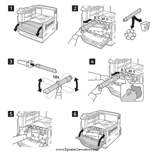 Na przedstawionym fragmencie instrukcji wymiany tonera celem czynności oznaczonej 