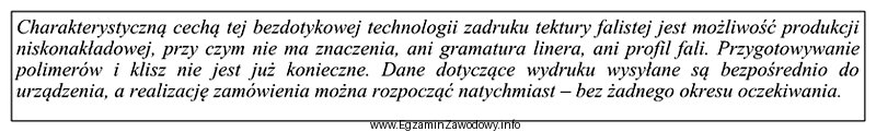 Która technologia zadruku tektury falistej przedstawiona jest w opisie?