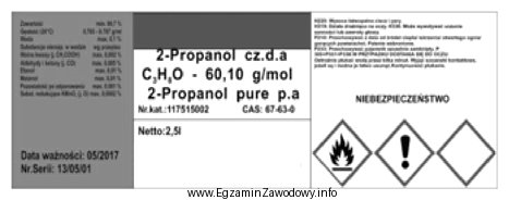 Jaki stopień czystości ma odczynnik chemiczny przedstawiony na etykiecie?